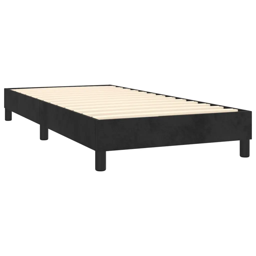 King Single Black Velvet Box Spring Bed Frame