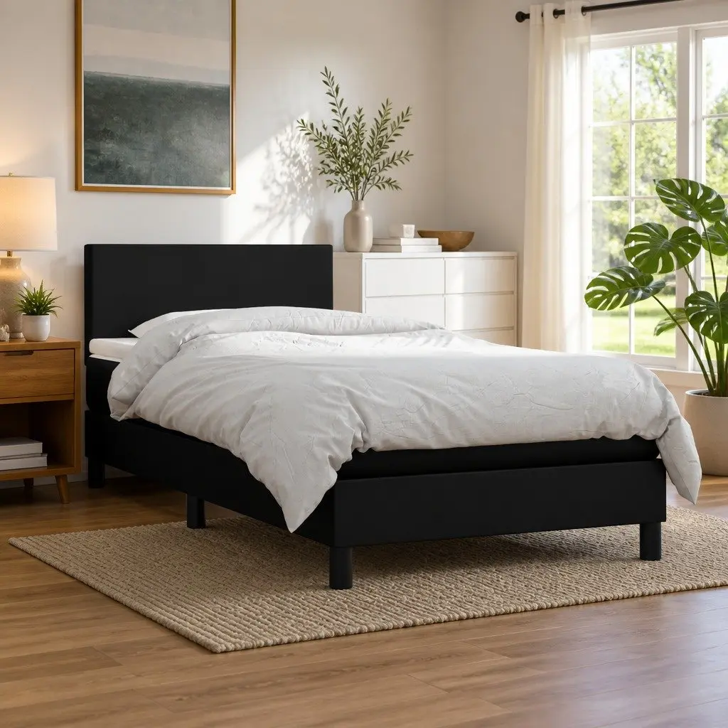 Adjustable Box Spring Bed with Pocket Mattress in Black