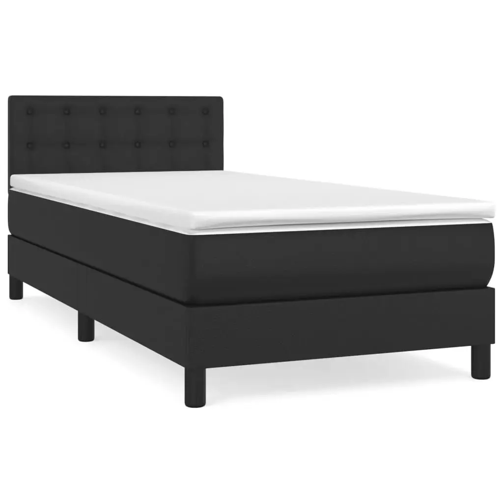 Box Spring Bed Pocket Spring Mattress Faux Leather 100x200 cm Black