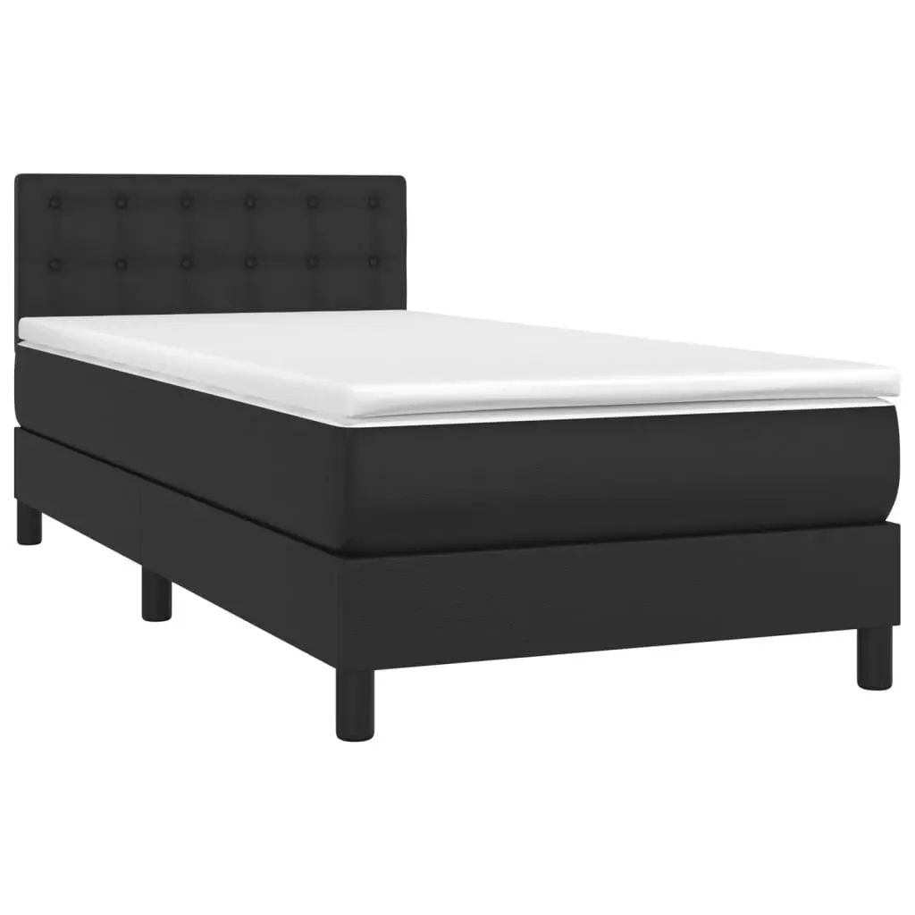 Box Spring Bed Pocket Spring Mattress Faux Leather 100x200 cm Black