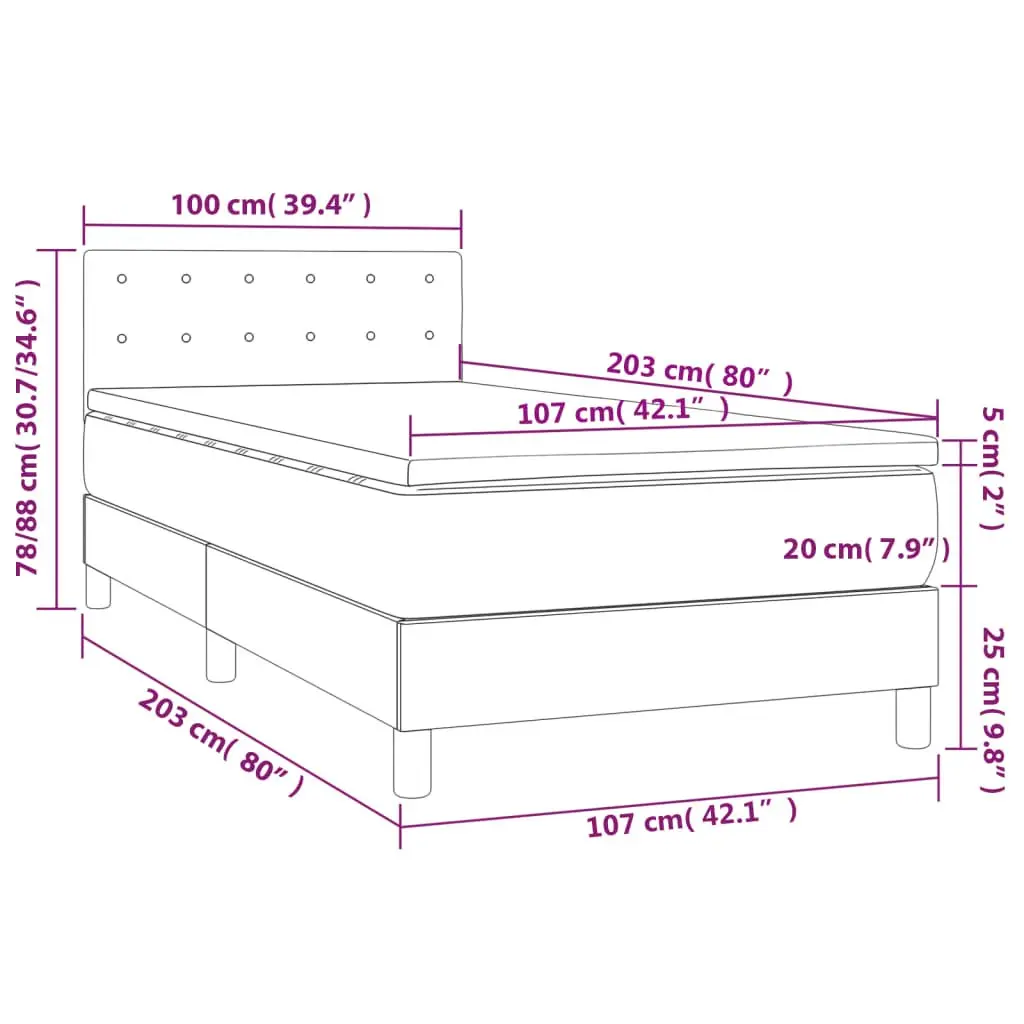 Box Spring Bed Pocket Spring Mattress Faux Leather 100x200 cm Black
