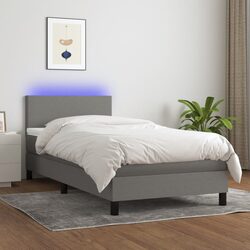 Durable Box Spring Bed with Pocket Spring Mattress and LED