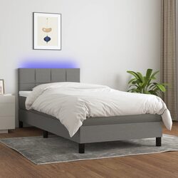 Grey Fabric Box Spring Bed with Pocket Spring Mattress