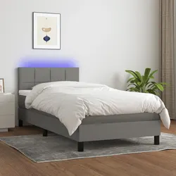 Grey Fabric Box Spring Bed with Pocket Spring Mattress