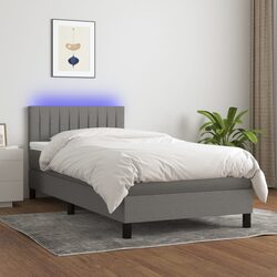 Durable Box Spring Bed with Pocket Spring Mattress and LED Headboard