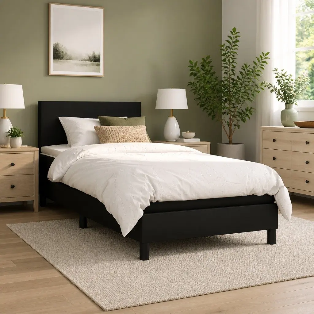 Box Spring Bed with Pocket Spring Mattress and LED Headboard