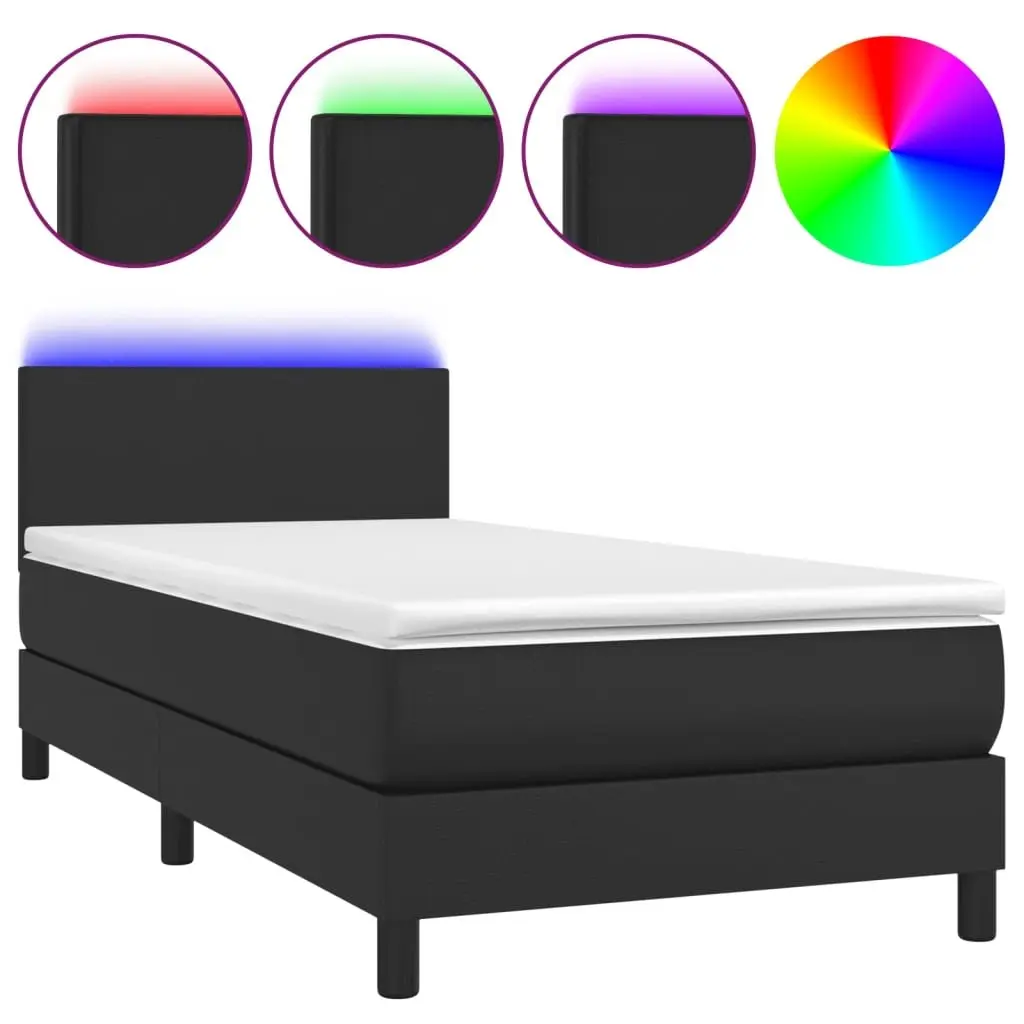 Box Spring Bed with Pocket Spring Mattress and LED Headboard
