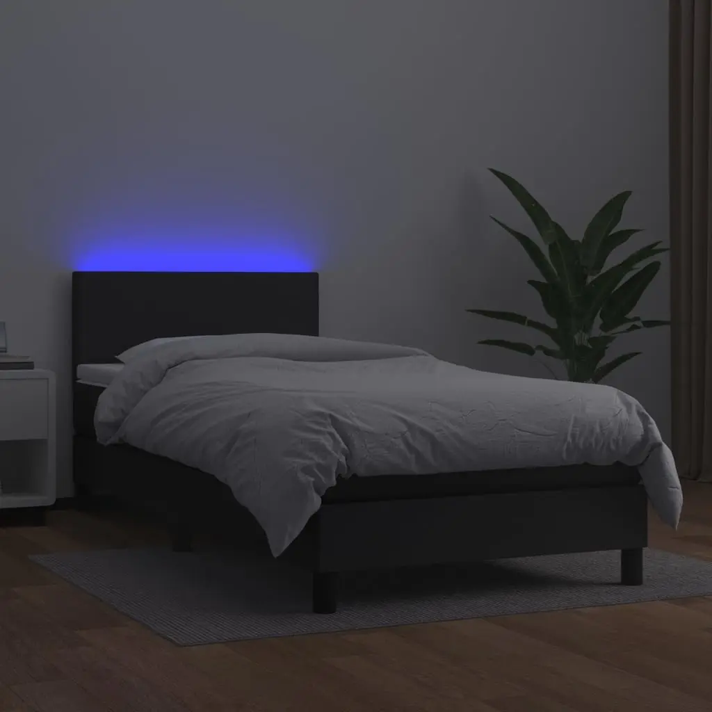 Box Spring Bed with Pocket Spring Mattress and LED Headboard