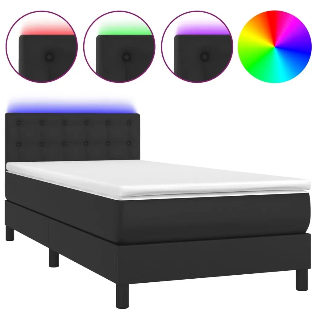 Box Spring Bed with Pocket Mattress and LED Headboard