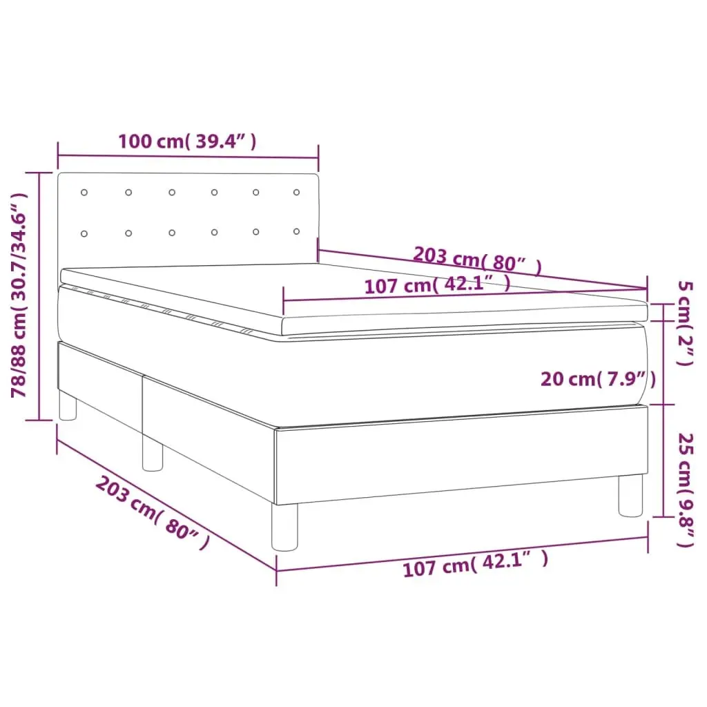 Box Spring Bed with Pocket Mattress and LED Headboard