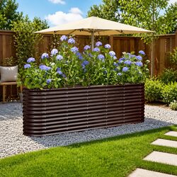 Galvanised Steel Raised Garden Bed for Outdoor Use 224x40x68cm