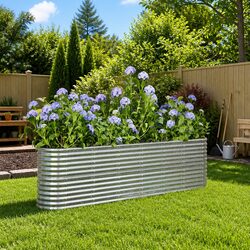 Durable Galvanised Steel Garden Raised Bed 260x40x68cm