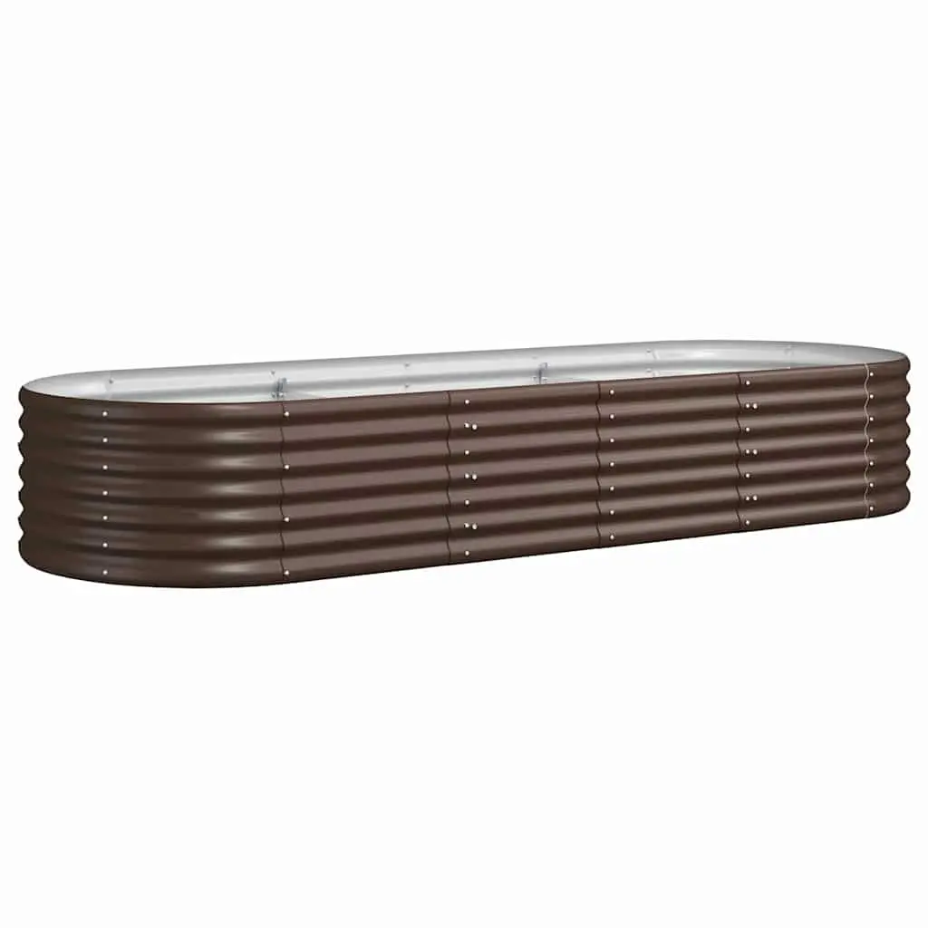Garden Raised Bed Planter Box Galvanised Steel 224 x 80 x 36 cm Brown