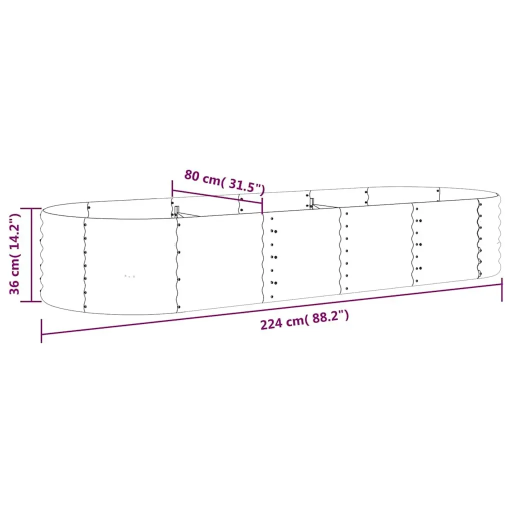 Raised Garden Bed Planter Box Anthracite 224x80x36cm