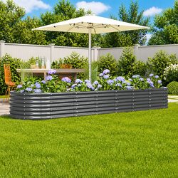 Sturdy Anthracite Steel Raised Garden Bed Planter