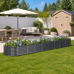 Durable Galvanised Steel Raised Garden Bed 368x80x36cm