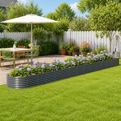 Sturdy Galvanised Steel Raised Garden Bed Grey 620x80x36cm