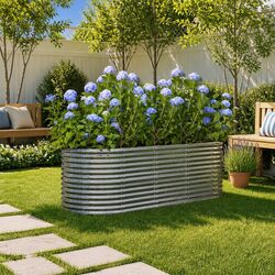 Galvanised Steel Raised Garden Bed for Vegetables and Flowers