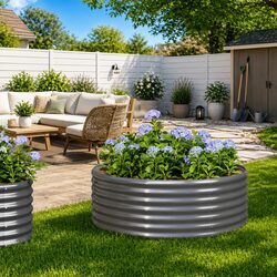 Sturdy Galvanised Steel Raised Garden Bed 100x100x36cm