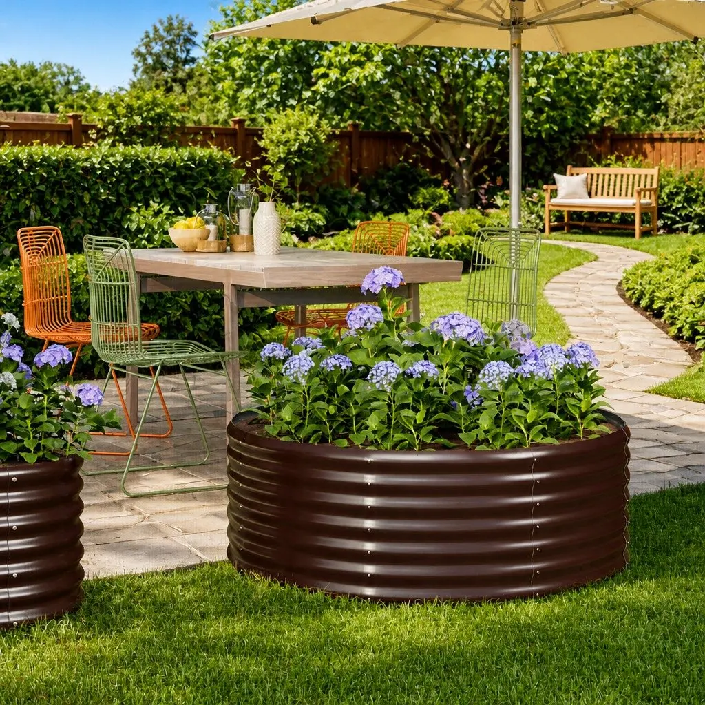 Raised Garden Bed Galvanised Steel 100x100x36 cm Brown