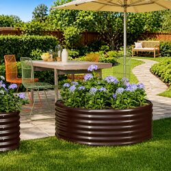 Sturdy Galvanised Steel Raised Garden Bed 100x100x36 cm