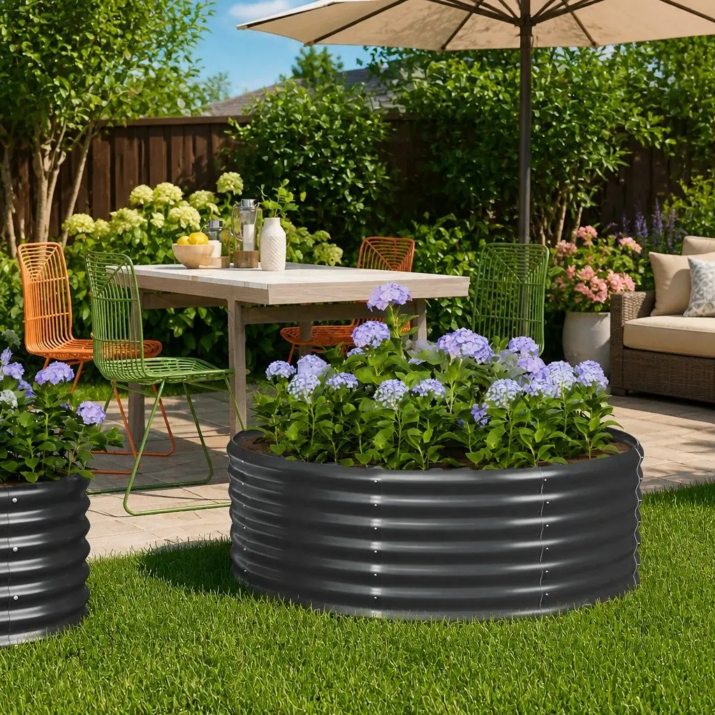 Garden Raised Bed Planter Box Galvanised Steel 100 x 100 x 36 cm Anthracite