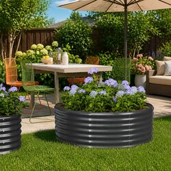 Durable Anthracite Steel Garden Raised Bed for Plants