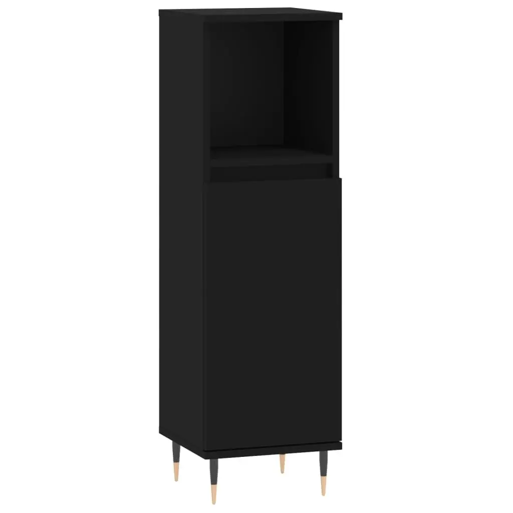 3 Piece Bathroom Furniture Set Engineered Wood Black