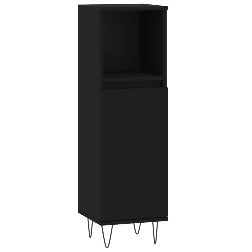 3 Piece Bathroom Set Engineered Wood Black