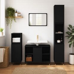 Stylish 3 Piece Black Bathroom Furniture Set