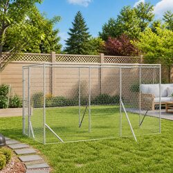 Premium Outdoor Dog Kennel Run Silver 2x6x2 m Steel