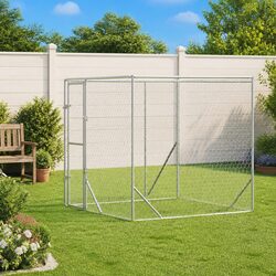 Galvanised Steel Dog Kennel with Lockable Door 2x14x2m