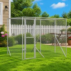 Premium Silver Outdoor Dog Kennel 6x2x2m Steel Enclosure