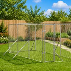 Durable 6x6x2 m Silver Dog Kennel Run with Galvanised Steel