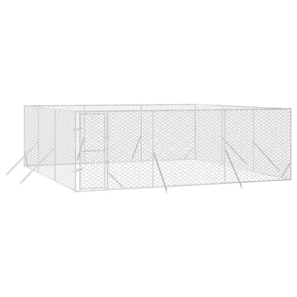 Dog Kennel Run Enclosure Galvanised Steel 6x6x2 m Silver