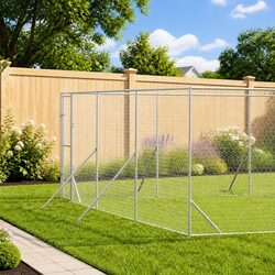 Galvanised Steel Outdoor Dog Kennel 6x10x2 m Secure Design