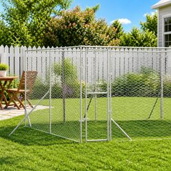 Sturdy Silver Outdoor Dog Kennel Run 8x8x2m