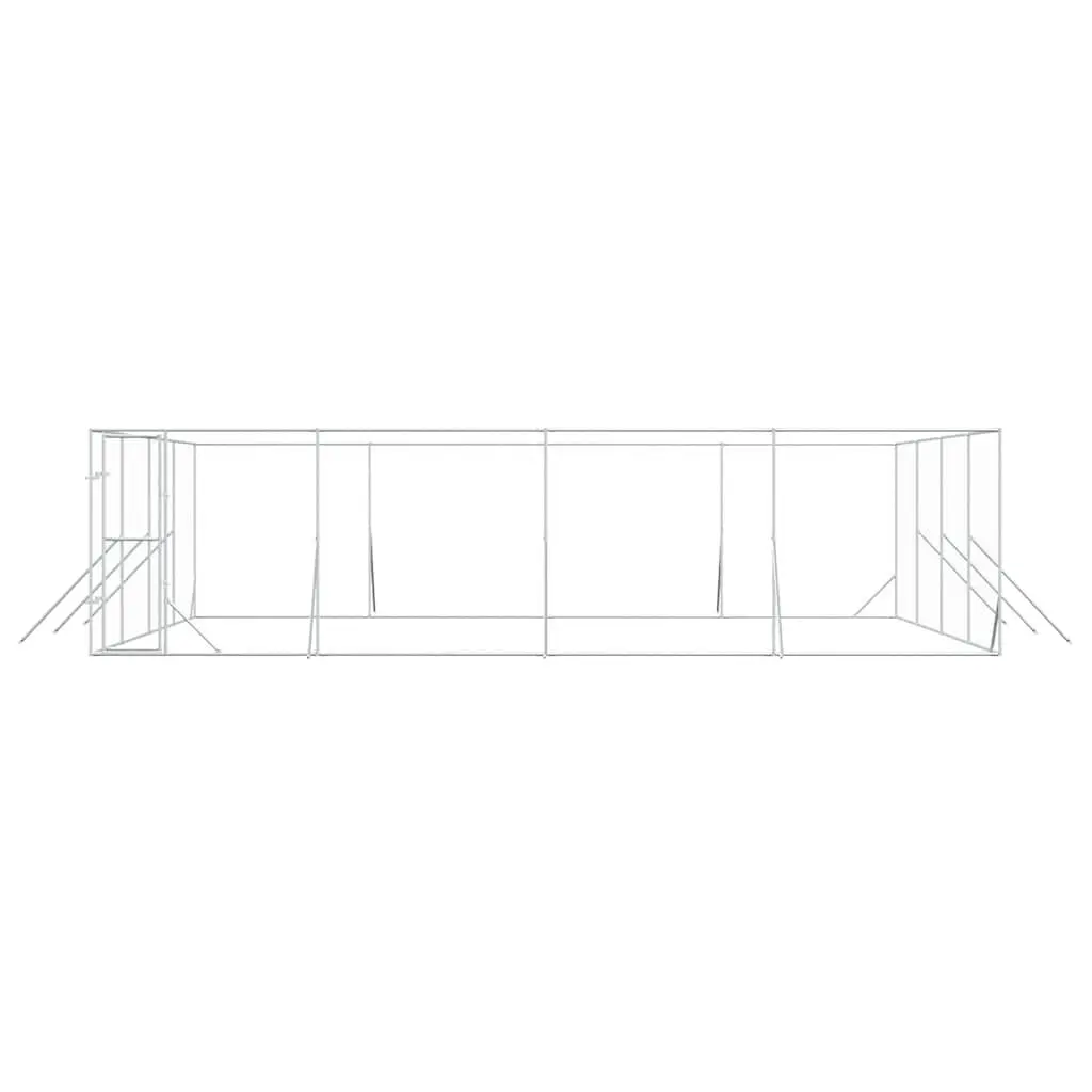 Dog Kennel Run Enclosure Galvanised Steel 8x8x2m Silver