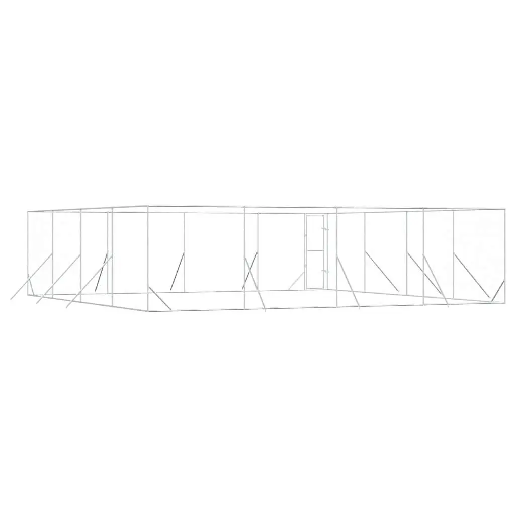 Dog Kennel Run Enclosure Galvanised Steel 8x8x2m Silver
