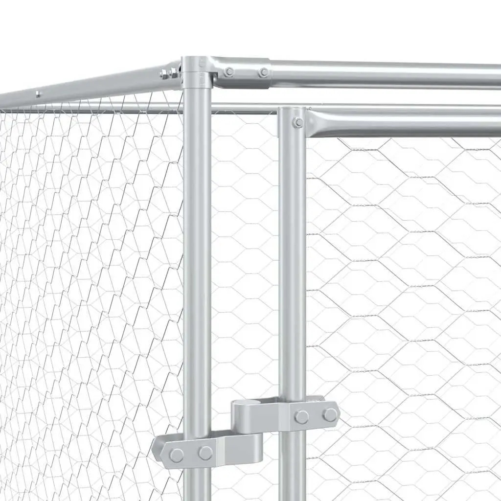 Dog Kennel Run Enclosure Galvanised Steel 8x8x2m Silver