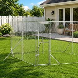Silver 8x12x2 m Outdoor Dog Kennel with Lockable Door