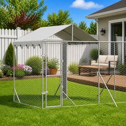 Durable Silver Outdoor Dog Kennel 6x2x2.5m Steel