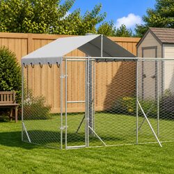 Heavy-Duty Outdoor Dog Kennel with Roof Silver 10x2x2.5m