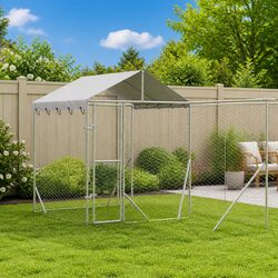 Galvanised Steel Outdoor Dog Kennel with Roof 6x6x2.5m