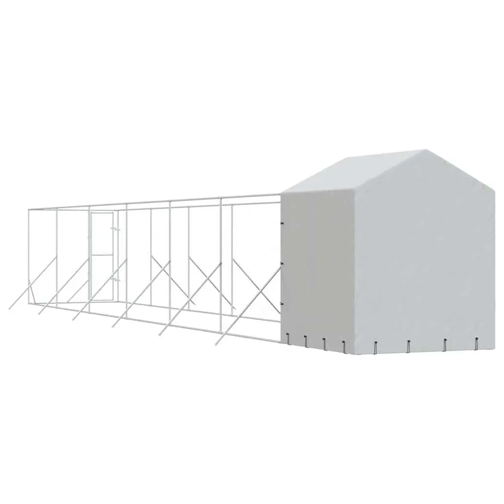 Outdoor Dog Kennel with Roof Silver Galvanised Steel Spacious Run Enclosure
