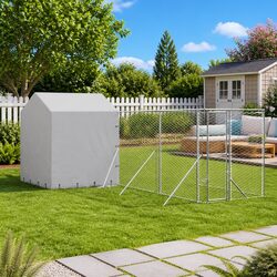 Premium Outdoor Dog Kennel with Roof 6x6x2.5m in Silver