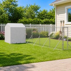 Premium Silver Outdoor Dog Kennel 10x10x2.5m Steel Run