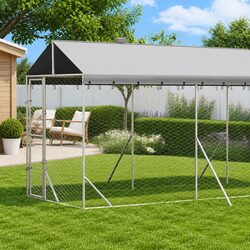 Robust Outdoor Dog Kennel with Roof in Galvanised Steel