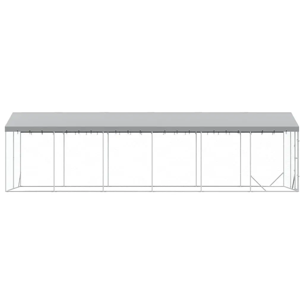 Silver Outdoor Dog Kennel with Roof 3x9x2.5m
