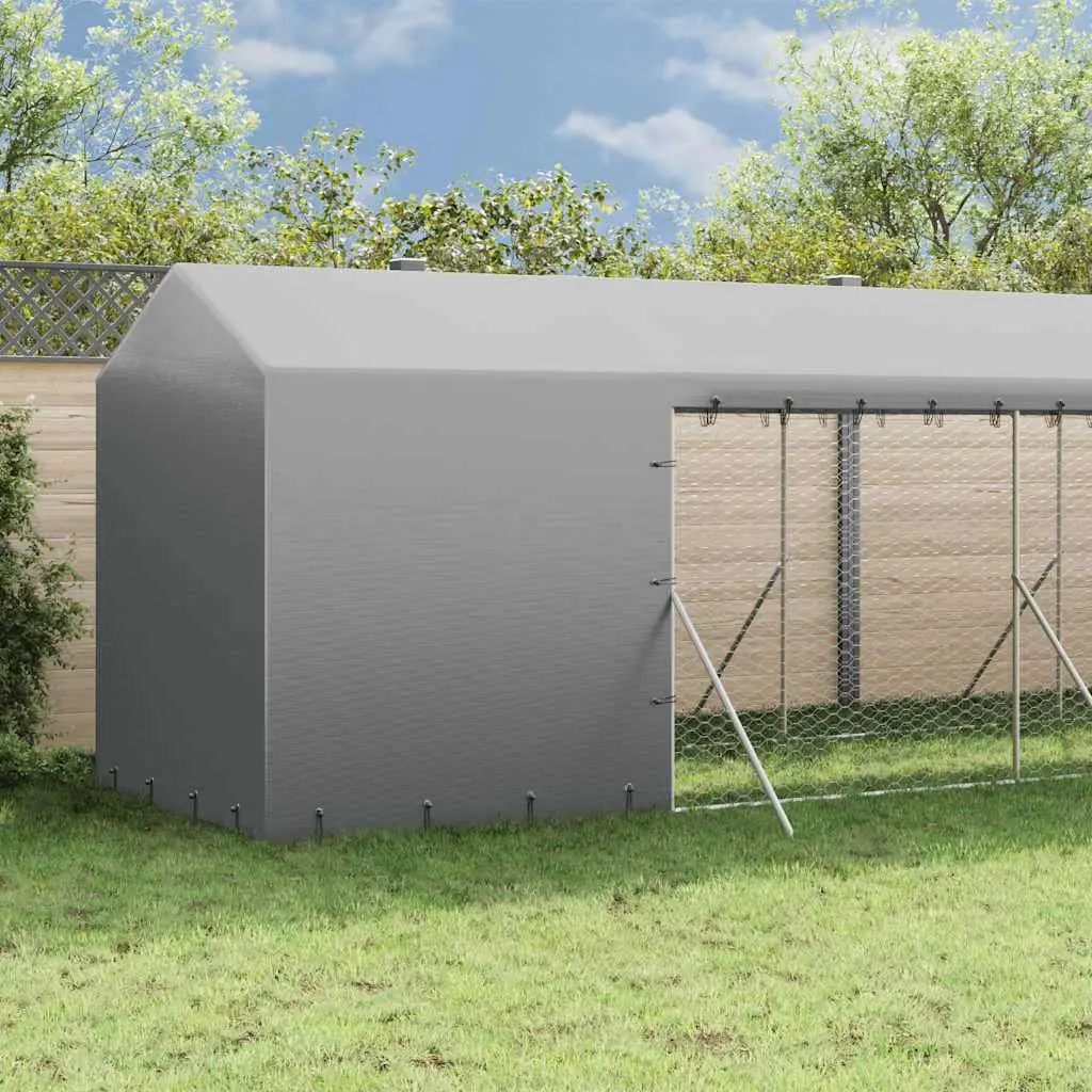 Galvanised Steel Outdoor Dog Kennel with Roof 2x14x2.5 m